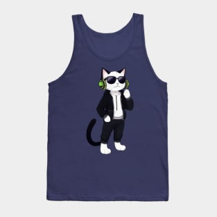 Cool Cat with Headphones and Sunglasses - Funny Feline Vibes Tank Top